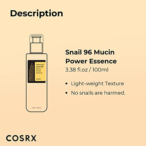 COSRX Snail Mucin 96% Power Face Serum 3.38 fl oz 100ml, Hydrating Serum for Face, Self Care, Glow Skin under Makeup, Korean Skin Care, Korean Beauty