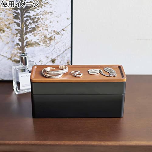 Yamazaki Home Rin Stacking Watch and Accessory Case, Jewelry Box Organizer For Glasses, 2-Tier - 2-Tier,Black