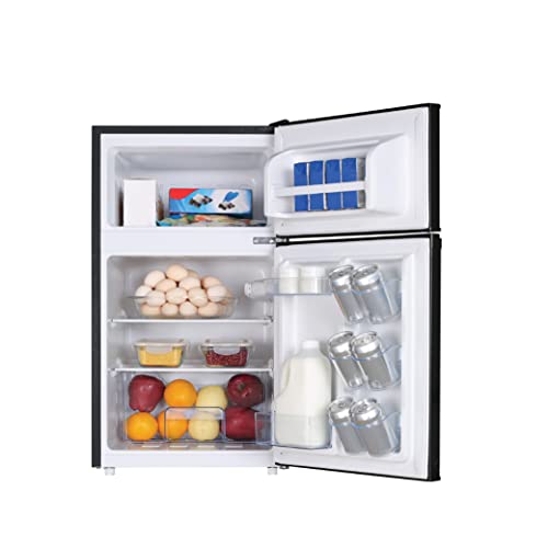 RCA - 2-Door - Compact Refrigerator/Freezer - Reversible Doors - Adjustable Thermostat - 3.2 Cu. Ft. - Black,