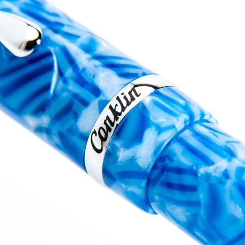 Conklin Duragraph Fountain Pen Ice Blue - Medium Nib, Timeless Writing Instrument with Cool Blue Finish