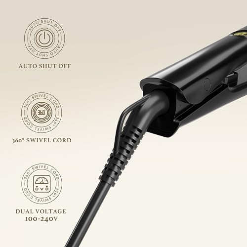 Giacomucci Titanelli 2 in 1 Titanium Hair Straightener and Curler | 100% Pure Ti-Thermal Technology Flat Iron | 1-Inch Professional Styling | Available in Black, Gold, and Pink (Black)