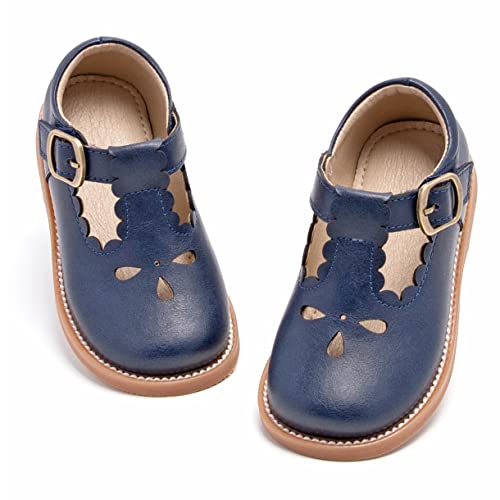 GINFIVE Toddler Girls Dress Shoes Little Kids Flats School Mary Janes Black Shoes Size 7