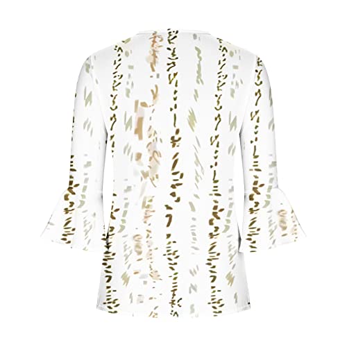 Bohemian Tops for Women Trendy 2023 Sexy Elegant t-Shirt Boho Floral Print 3/4 Bell Sleeve v Neck Shirts Blouse Yellow M