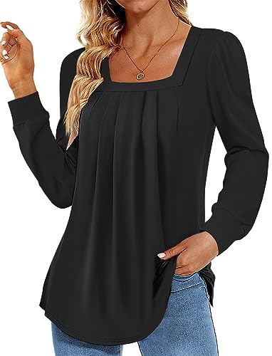 Funlingo Women 2024 Fashion Long Sleeve Shirts Soft Winter Clothes Loose Trendy Ladies Tops and Blouses Light Purple S