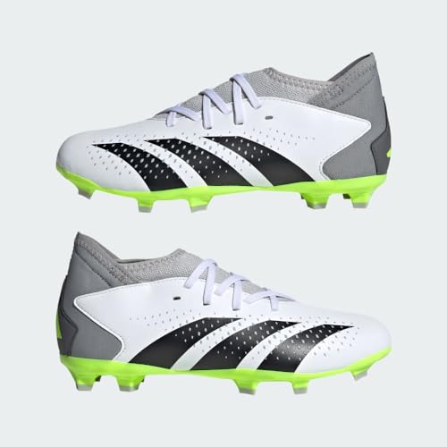 adidas Accuracy.3 Predator Firm Ground Sneaker, White/Core Black/Lucid Lemon, 6 US Unisex Big Kid