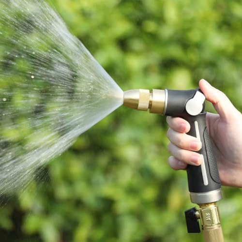 FANHAO Watering Wand Heavy Duty, 16 Inches Metal Garden Hose Wand with 8 Spray Patterns, Long Hose Nozzle Sprayer with ON/OFF Thumb Control, Perfect for Hanging Baskets, Shrubs, Garden and Lawn