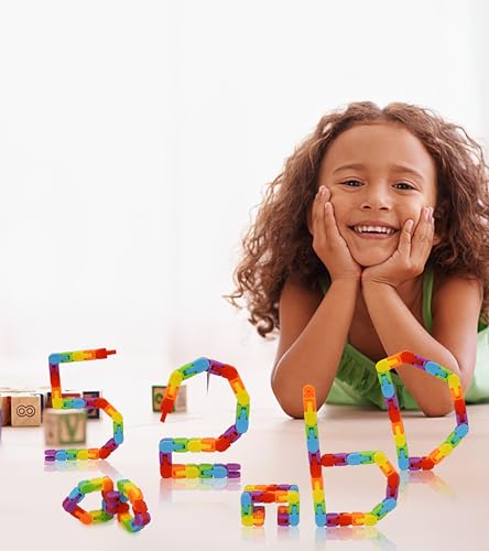 Ganowo Rainbow Fidget Toys Wacky Tracks Snap Click for Kids Students School Finger Sensory Snake Cube Toys Valentines Fidgets Class Gifts for Adults Children Stress Relief ADD ADHD Autism