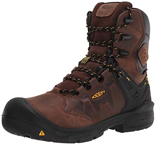 KEEN Utility Men's Dover 8" 600g Leather Waterproof Composite Toe Work Boots, Dark Earth/Black, 10