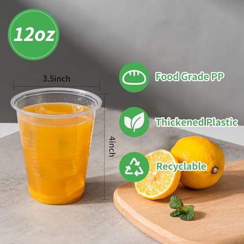 RACETOP Plastic Disposable Cups 12 oz 300 Pack, Clear Plastic Cups Bulk, Cold Drinking Party Cups, Transparent for Wedding,Thanksgiving, Christmas Party