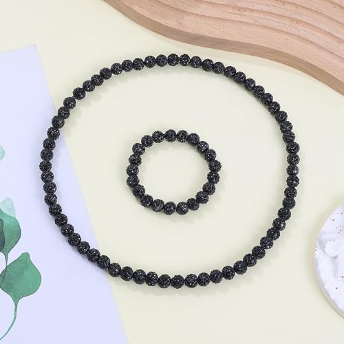 Taouzi 150 Pcs 10mm Rhinestone Beads for Jewelry Making Sparkle Clay Rhinestone Beads Spacer Beads Faux Pearl Beads Elastic String for Bracelets Necklace Earrings Jewelry Making (Black Colorful)