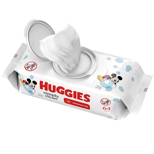 Huggies Simply Clean Fragrance-Free Baby Wipes, Unscented Diaper Wipes, 1 Flip-Top Pack (64 Wipes Total)