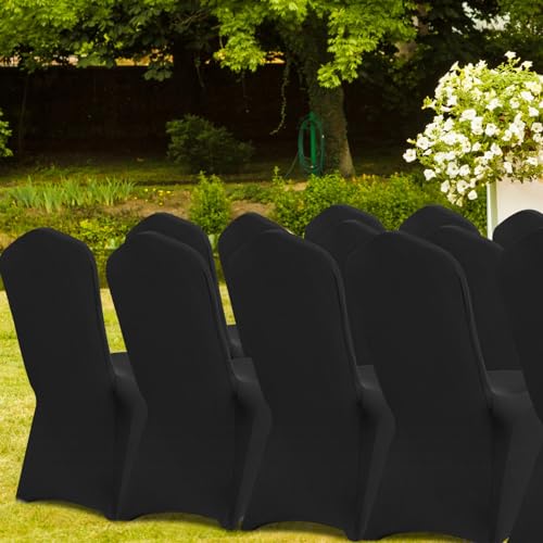 VEVOR White Stretch Spandex Chair Covers - 12 PCS, Folding Kitchen Chairs Cover, Universal Washable Slipcovers Protector, Removable Chair Seat Covers, for Wedding Party Dining Room Banquet Event