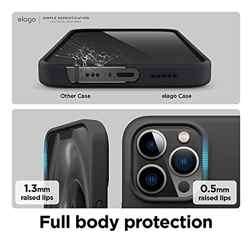 elago Compatible with iPhone 13 Pro Case, Liquid Silicone Case, Full Body Screen Camera Protective Cover, Shockproof, Slim Phone Case, Anti-Scratch Soft Microfiber Lining, 6.1 inch (Orange)