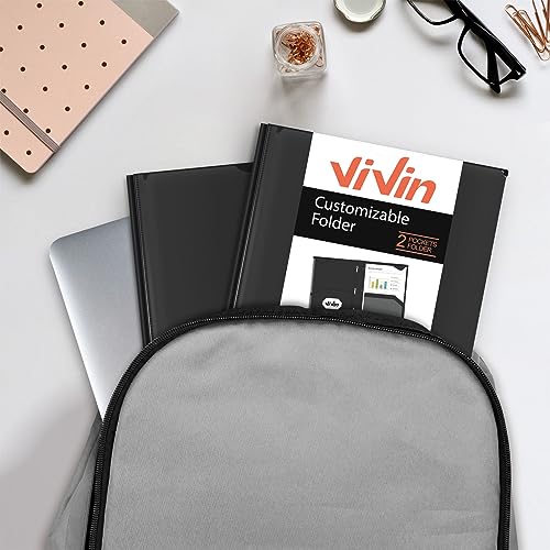 ViVin Heavy Duty Pocket Folder with Prongs, 6 Pack, 2 Pockets Plastic Folder, with Clear Front Pocket and Stay-Put Tabs, Hold US Letter Size Page, for Office and School - Black