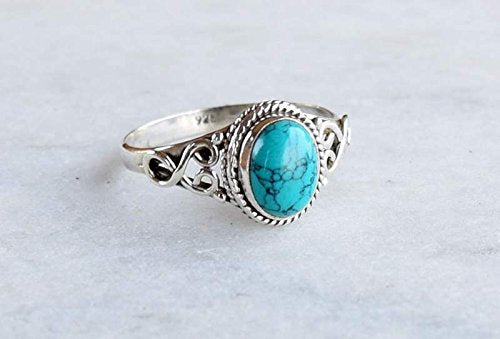 Turquoise Stone Ring 925 Sterling Silver Statement Ring For Women Handmade Rings Gemstone Christmas Promise Ring Size US 11 Gift For Her