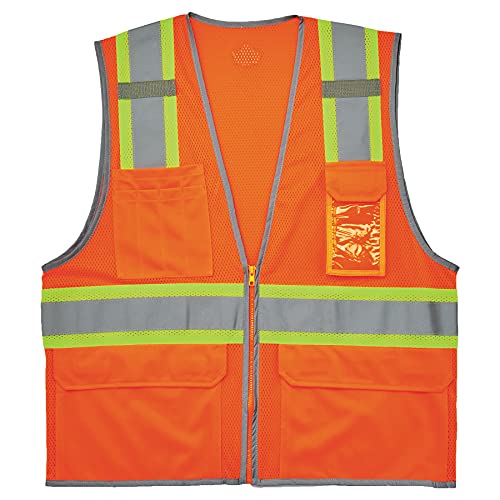 Ergodyne Unisex Two-tone - Class 2 Two Tone Mesh Vest Single Size, Orange, Small US