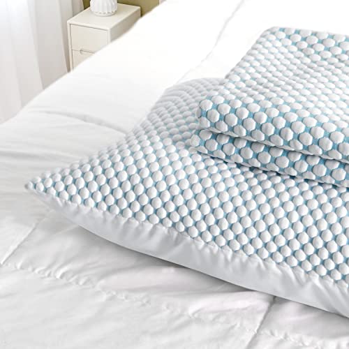 Ramesses Pillowcase Queen Size, with 3D Air Fabric Cooling Bubbles Face Offer Super Silky Soft, Set of 2 Pillow Cases (Queen, Blue)
