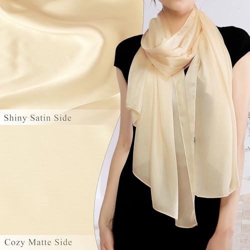 RIIQIICHY Women Shawls and Wraps for Evening Dresses Like Chiffon Lavender Silk Scarf Formal Silky Pashmina Shawls for Weddings