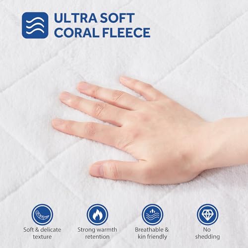 Sealy Heated Mattress Pad Full Size with Plush Top, Coral Fleece Electric Bed Warmer Single Controller, 10 Heat Settings & Auto Off 1-12 Hours, Fit Up to 15" Deep Pocket, Machine Washable 54"x75"
