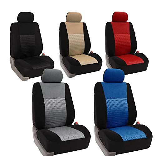 FH Group Trendy Elegance Front Set Seat Covers, Airbag Compatible (Beige/Black)- Universal Fit for Cars, Trucks & SUVs