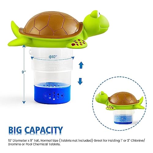 Large Floating Pool Chlorine Dispenser ，Chlorine Holder Floater with Large Capacity Fits 3 inch Tablets, Heavy-Duty Thicker Walls, Release Adjustable for Above Ground Pool（Collapsible）