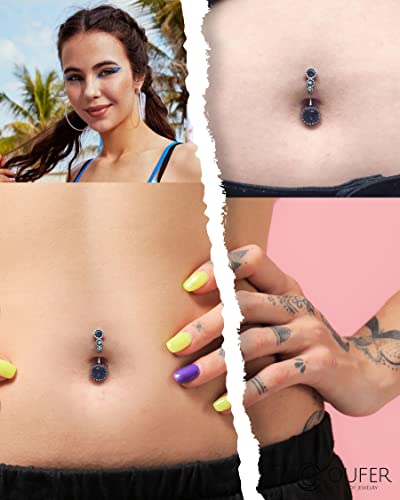 OUFER 14G Navel Rings for Women 316L Surgical Steel Belly Button Rings Clear CZ Belly Navel Piercing Jewelry