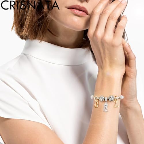 Alphabet CZ Letter W Pendant Charm, 18K Yellow Gold Plated 925 Sterling Silver Initial W Dangle Beads fit Pandora Wedding Anniversary Bracelet, Gift for Bride Bridal/Wife Wifey/Sister