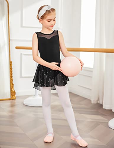 Zaclotre Kid Girls Sparkly Dance Leotard with Skirt Hi-Low Shiny Ballet Dance Dresses
