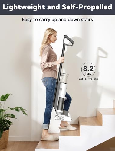 JONR ED12 Cordless Wet Dry Vacuum Cleaner, Vacuum and Mop Combo for Hard Floor, Self Propelled, 0.1Inch Edge Cleaning, One-Step Self-Cleaning