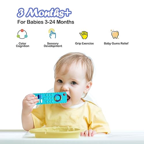 2 Pack Baby Infant Teething Toys for Babies 3-36 Months, Silicone Remote Control Teethers for Baby, 1 Year Old Toys Teething Relief Chew Toys