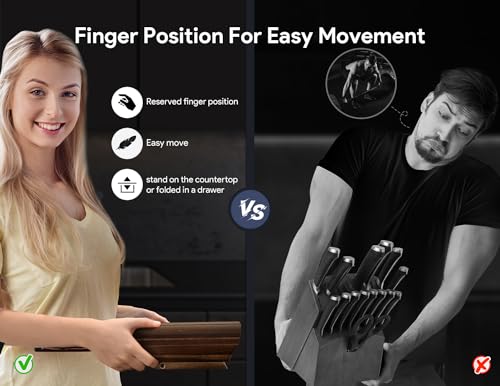 SYOKAMI Knife Set 7 Piece Japanese Style Kitchen Knife Set With Foldable Magnetic Block Razor-Sharp High Carbon Stainless Steel Knives Set for Kitchen with Anti-slip Ergonomic Handle