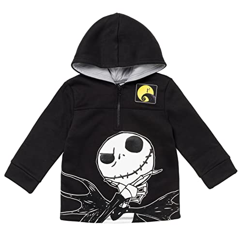 Disney Nightmare Before Christmas Jack Skellington Toddler Boys Fleece Half Zip Hoodie Black 2T