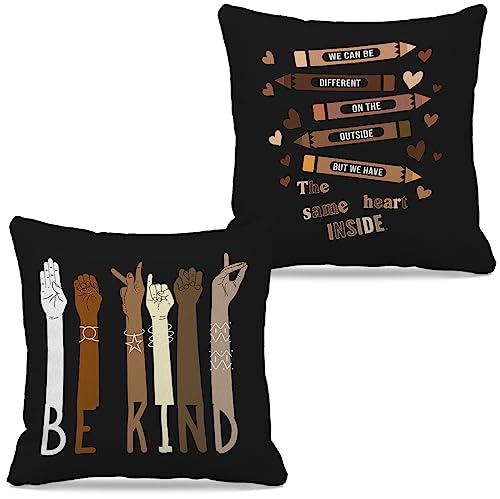 Nogrit Classroom Pillows Covers 18x18 Set of 2, Sign Language Pillow Covers, Classroom Pillows, Sign Language Gifts, ASL Gifts, Pillows for Classroom, Black History Month Gifts, Be Kind