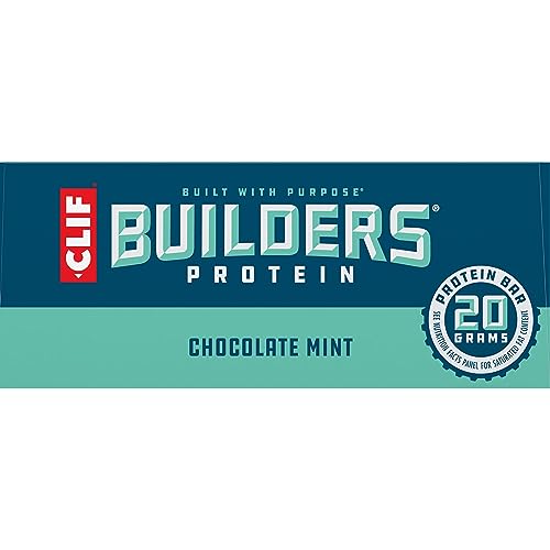 CLIF Builders - Chocolate Mint Flavor - Plant Based Protein Bars - Gluten Free - Non-GMO - Low Glycemic - 20g Protein - 2.4 oz. (6 Pack)