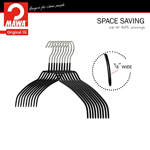 Mawa Reston Lloyd Silhouette Ultra-Thin Series, Non-Slip Space Saving Shirt Hanger, Style 42/FT, Pack of 4, Black