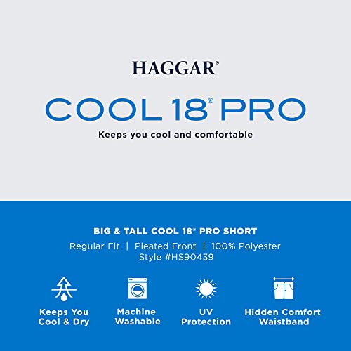 Haggar Men's Cool 18 Pro Straight Fit Pleated Front 4-Way Stretch Expandable Waist Short (Regular and Big & Tall Sizes), String-BT, 52