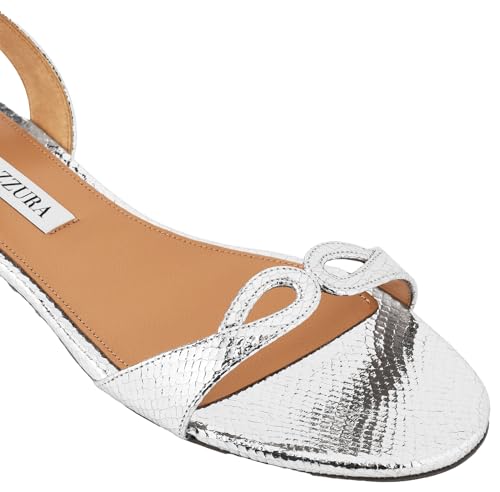 Aquazzura Tessa Sandal Flat, Silver, 10