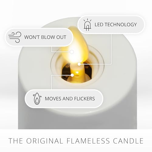 Luminara Moving Flame LED Flameless Tealight (1.4" x 2") Remote Ready Battery Operated Plastic LED Flameless Tea Light - Smooth Matte - Pearl Ivory (2-Pack)