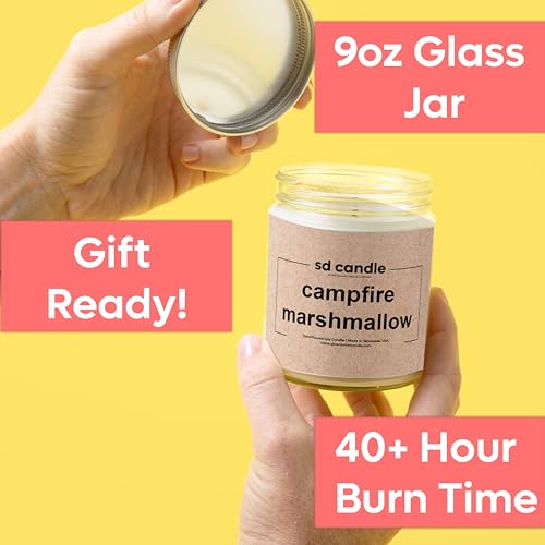 Campfire Marshmallow Scented Candle - 9oz Natural Eco-Friendly Handmade Soy Wax Candle by Silver Dollar Candle Co.