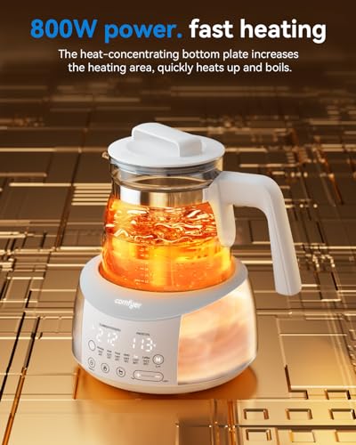 Bottle Warmer Comfyer, Tea Kettle Electric with 6 Temperature Control Presets, Baby Bottle Warmer with Night Light, Instantly Water Warmer, Feed Baby More Easier and Healthier