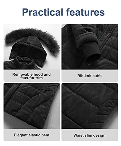 Chrisuno Long Winter Coats For Women Puffer Coat Faux Fur Womens Jackets With Hood Women's Insulated Jacket Thick Warm Parka Purple 2XL