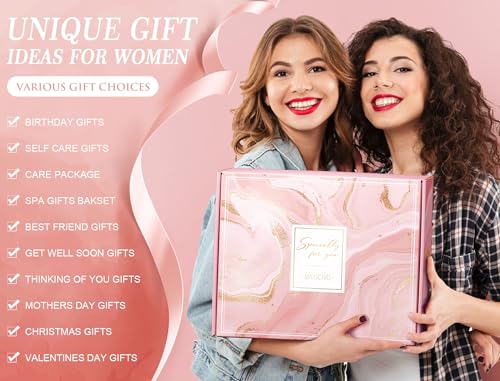 Birthday Gifts for Women Self Care Gifts Get Well Soon Gifts, Rose Relaxing Spa Gifts Basket Care Package w/ Luxury Flannel Blanket, Unique Christmas Gifts Idea for Mom Her Best Friends Sister Wife