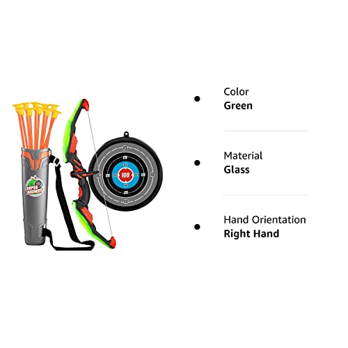 TEMI Kids Bow and Arrow Set - LED Light Up Archery Toy Set with 10 Suction Cup Arrows, Target & Quiver, Indoor and Outdoor Toys for Children Boys Girls