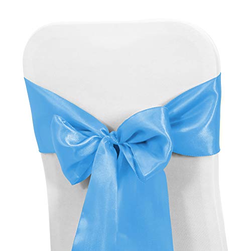 Obstal 50 PCS Satin Chair Sashes Bows for Wedding Reception- Universal Chair Cover Back Tie Supplies for Banquet, Party, Hotel Event Decorations