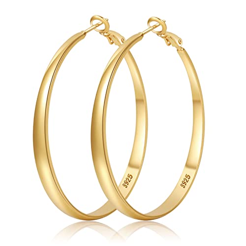 Senteria Gold Hoop Earrings for Women 14K Gold Plated Hoop Earrings Large Gold Hoop Earrings Hypoallergenic Big Gold Hoop Earrings for Women 40 mm