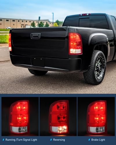 Nilight Taillight Assembly Compatible with 2007 2008 2009 2010 2011 2012 2013 GMC Sierra 1500 2500HD 3500HD Rear Lamp Replacement OE Style Driver Side