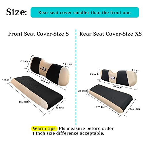 10L0L Golf Cart Front Rear Seat Cover Set for EZGO TXT RXV & Club Car DS 2000-up(Flat Backrest), Made of 3D Air Mesh Polyester Fabric Breathable Washable, Black