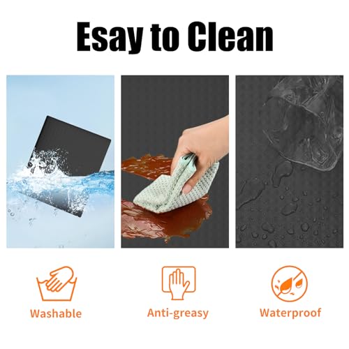 Super-Thick Washer and Dryer Covers for the Top, 23.6" x 19.7" Silicone Rubber Mat, Anti-Slip Waterproof Washing Machine Cover, Washer Dryer Top Protector Mat for Laundry and Kitchen, Black, 1Pack