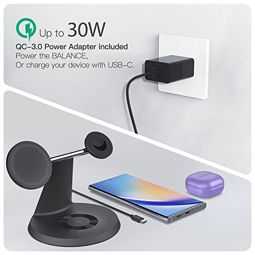 3 in 1 Wireless Charging Station for Apple Device: Fast Charging Station for iPhone and Watch with MagSafe, Stable Charger Stand for iPhone 12-15 & iWatch & AirPods