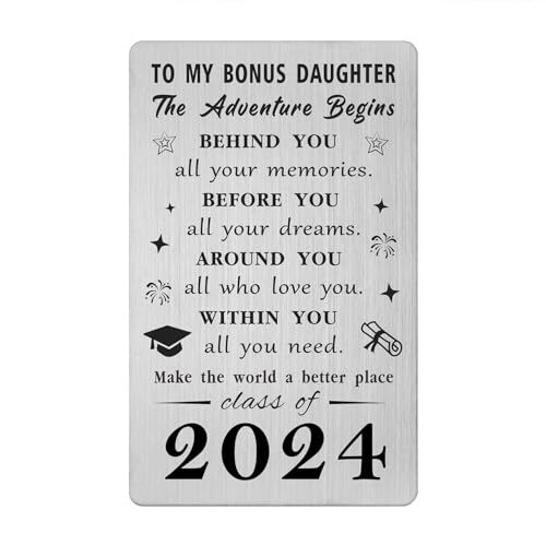 Gezxin Bonus Daughter Stepdaughter Graduation Card 2024- Proud Step Daughter Graduation Gifts from Step Mom and Dad- College High Middle School 5th 8th Grade Master Grad Graduate Present